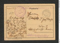 Seite 1, Eingelegte Postkarte, Beilage 2 zu Tagebuch "Senftenberg" (NHMW-PRAE-BBB-43-Beilage-2)